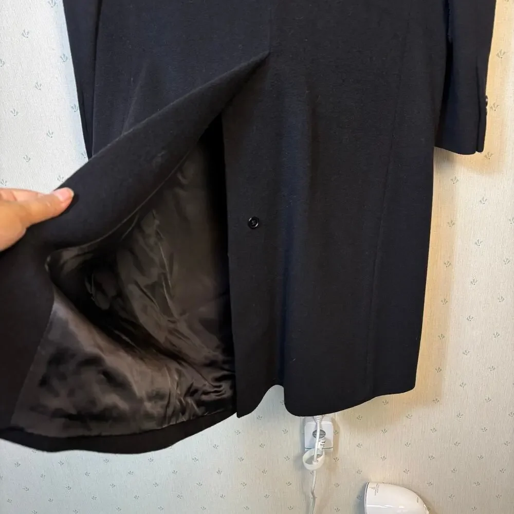 Teller Cashmere Mens Long Overcoat size Large Black Structure Luxury Minimalist